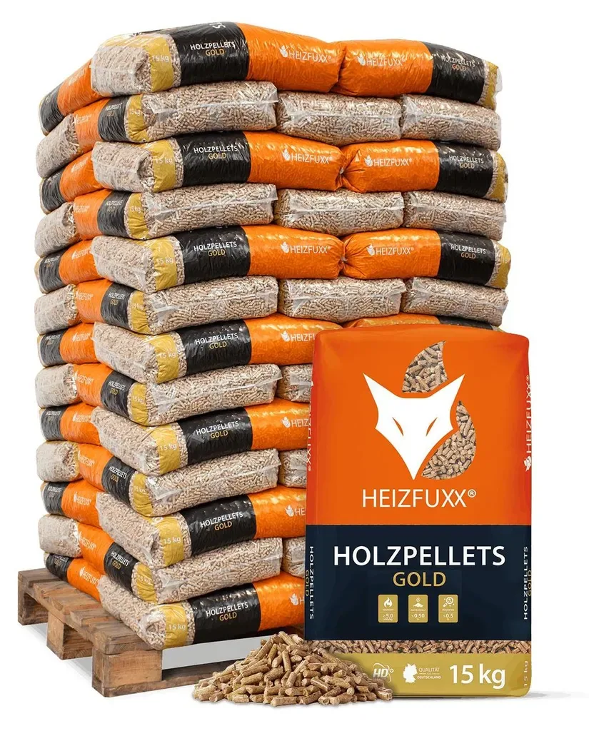 Heizfuxx Gold HD ENplus A1 Nadelholzpellets 6 mm · Palette 975 kg (65 × 15 kg)